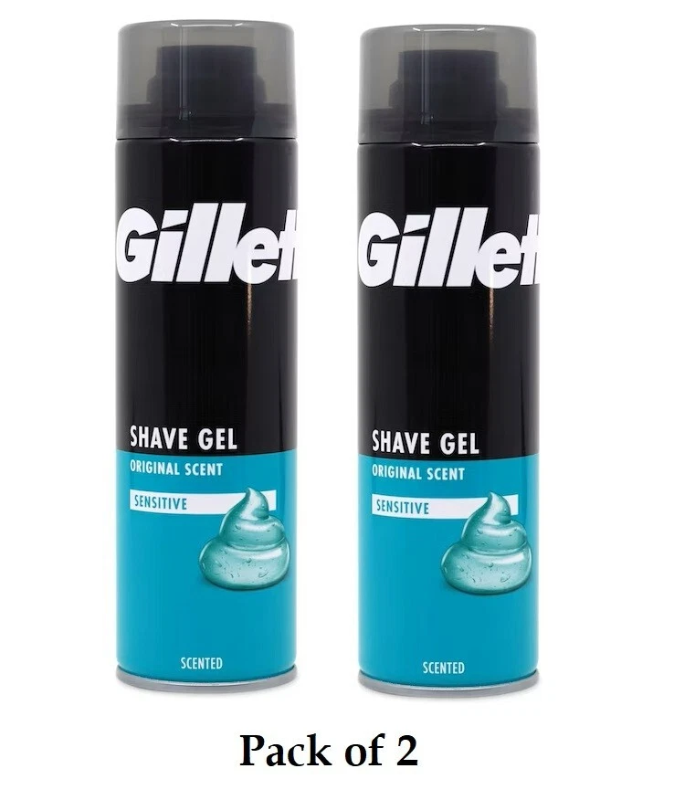 GILLETTE Original Scent Sensitive Shave Gel 200ML each (Pack of 2)