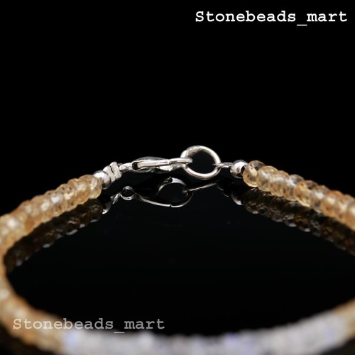 925 Sterlingsilber Regenbogen Mondstein + Citrin Rondell Edelstein Armband 7" - Bild 2 von 9