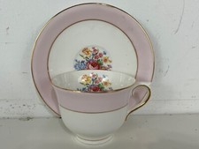 Vintage Vale Colclough China English Porcelain Cup & Saucer with Pink Floral Dec