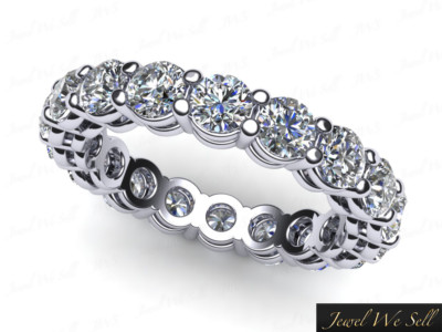 Natural 3ct Round Brilliant Cut Diamond Shared Prong Open Gallery Eternity Band