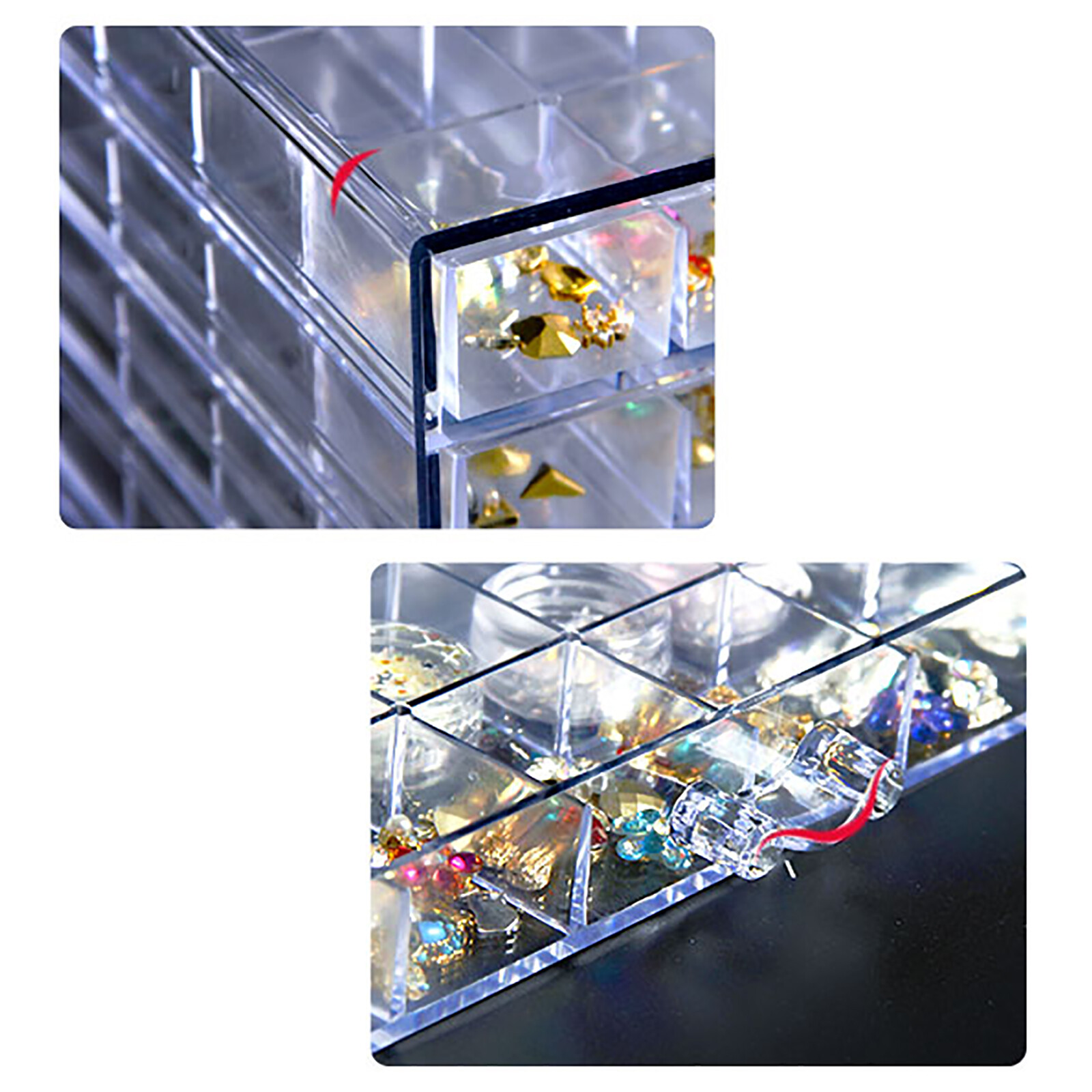 120 Grids 5-layer Acrylic Separate Slots Empty Clear Storage Box Nail Art  Case