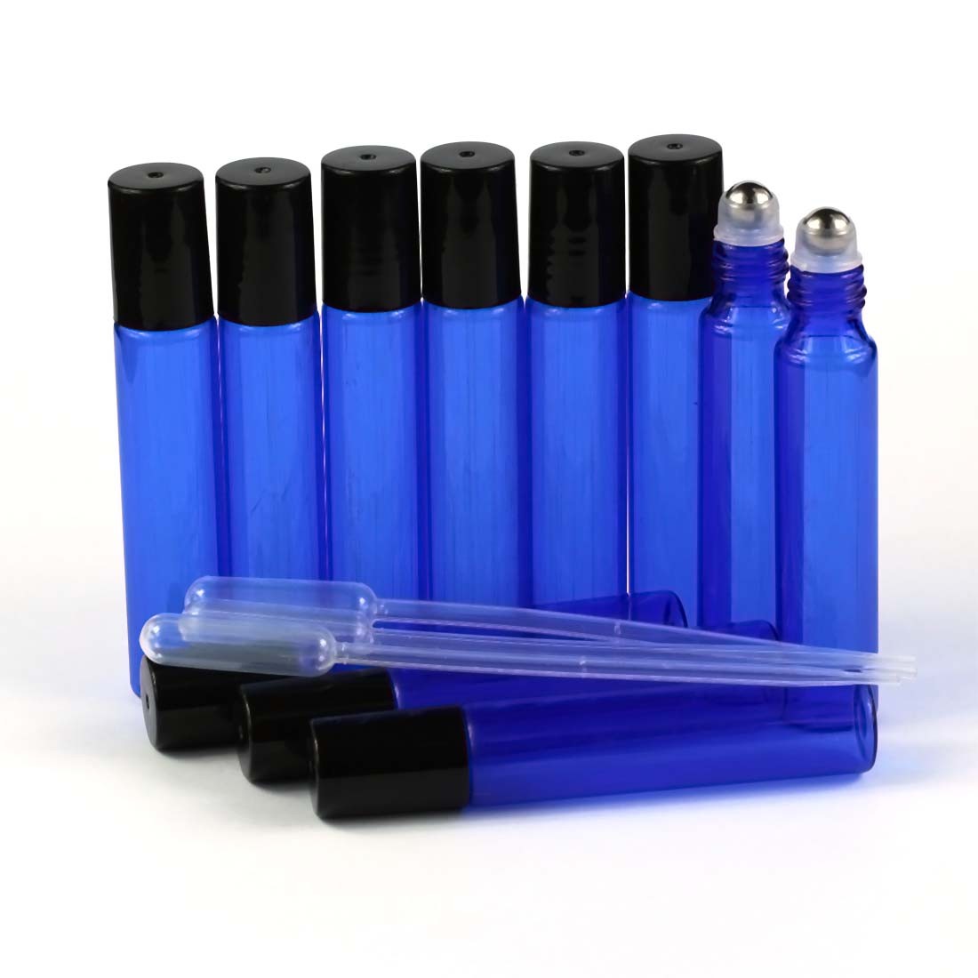 10Pcs 10ml Blue Glass Bottles Roller ball Perfume Essential Oil Roll On