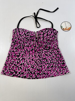 Collections By Catalina Women s Pink Cheetah Print Wear To Beach Pool Tankini S