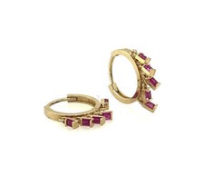 14k Yellow and White Gold Birthstone Huggie Earrings