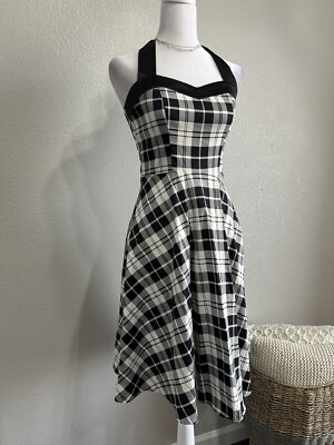 Dress Tells Womens Black & White Checkered Halter Fit & Flare Dress - Sz S | eBay Dress Tells Womens Black & White Checkered Halter Fit & Flare Dress - Sz S | eBay