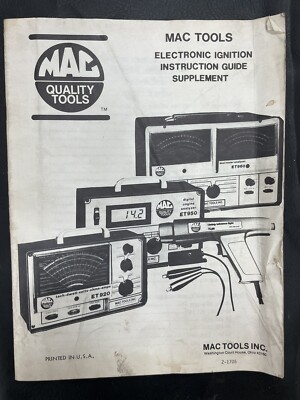 MAC Tools Electronic Ignition Instruction Guide Supplement 30 pages 2-1705  