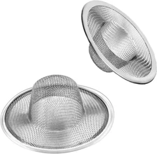 2Pcs Heavy Duty Stainless Steel Slop Basket Filter Trap, 2.75" Top / 1" Mesh Met