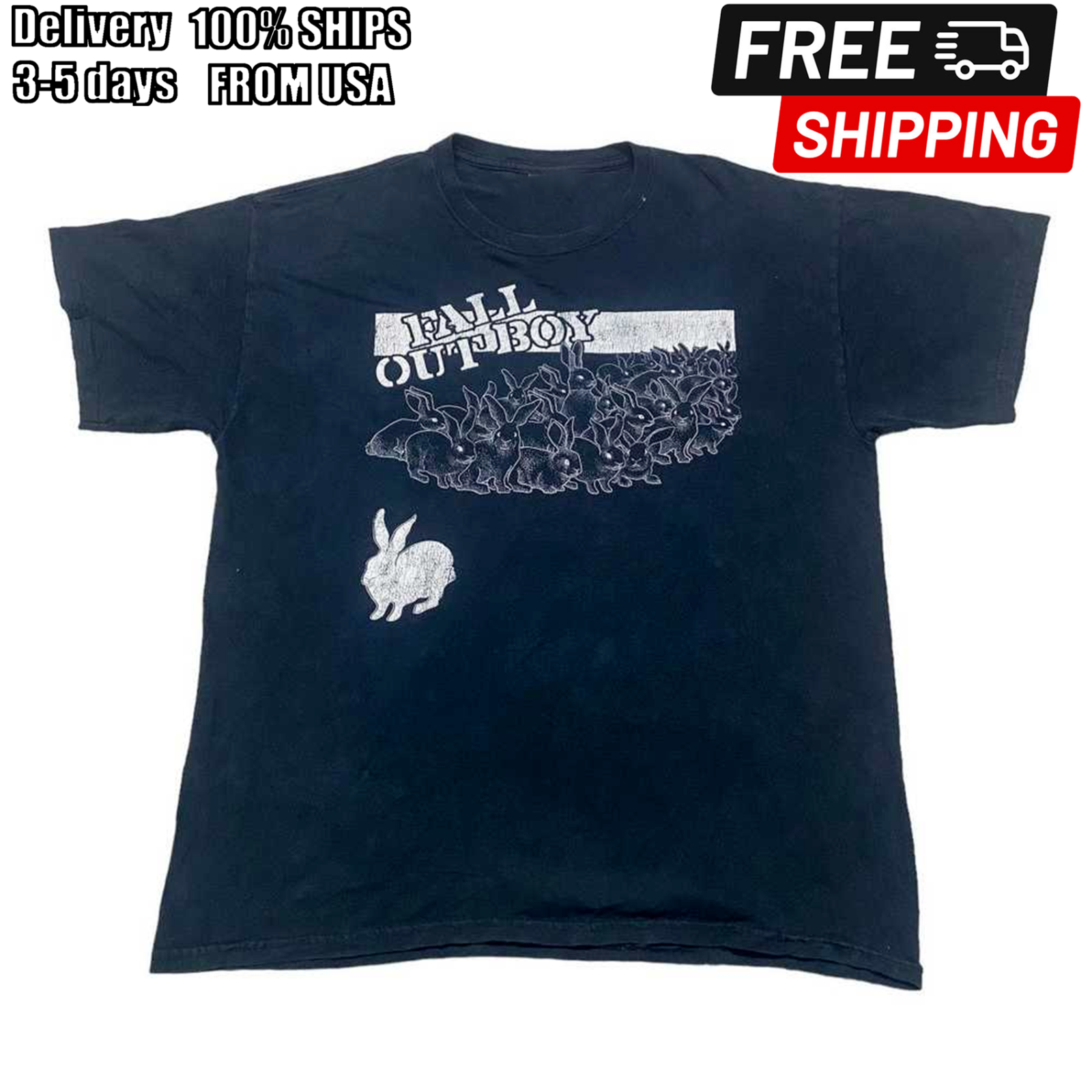 FALL OUT BOY Shirt Bunny Concert Tour Black All Size Shirt AC2136