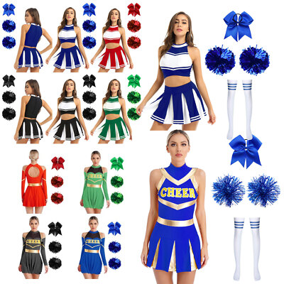 US Women Cheerleader Costumes Cheer Uniform Outfit Fancy Dress Halloween Party﻿