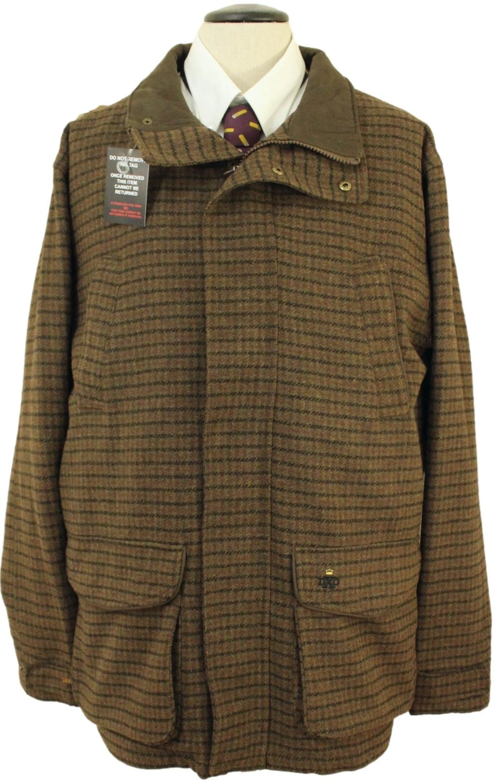 DXO BEAULIEU CAPPOTTO UOMO 48" MARRONE MIX CON CERVO TEX SUPREME FIELD NUOVO CON ETICHETTE
