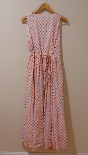 Tuckernuck Beau & Ro Wrap Maxi Dress Pink/White Belted Lined Cotton Size Small - Picture 5 of 9