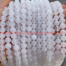 Natural 4/6/8/10/12/14mm White Jade Gemstone Round Loose Beads 15" Strand
