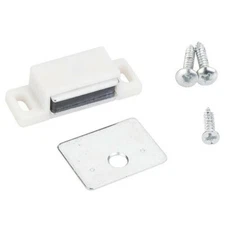 White Kitchen Cabinet Door Single Magnetic Touch Latch & Plate Furniture Catch