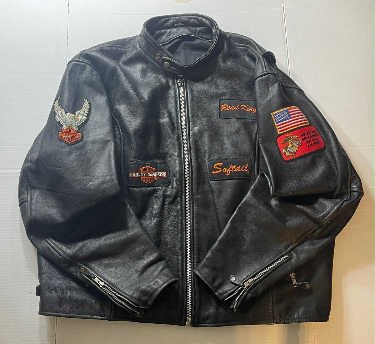 Vintage 1980s Harley Davidson Leather Motorcycle Jacket -Size 54