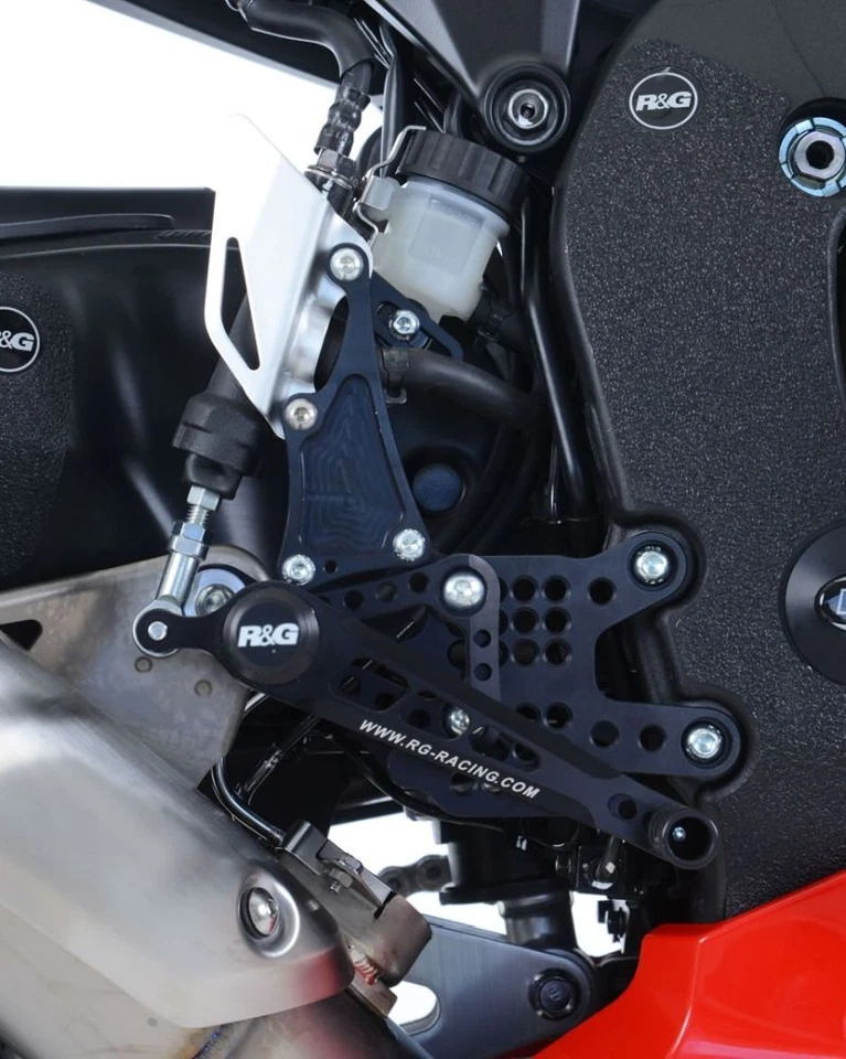 Juegos traseros ajustables R&G Racing negros para BMW HP4 ABS 2009-2014 Foto 3 de 4