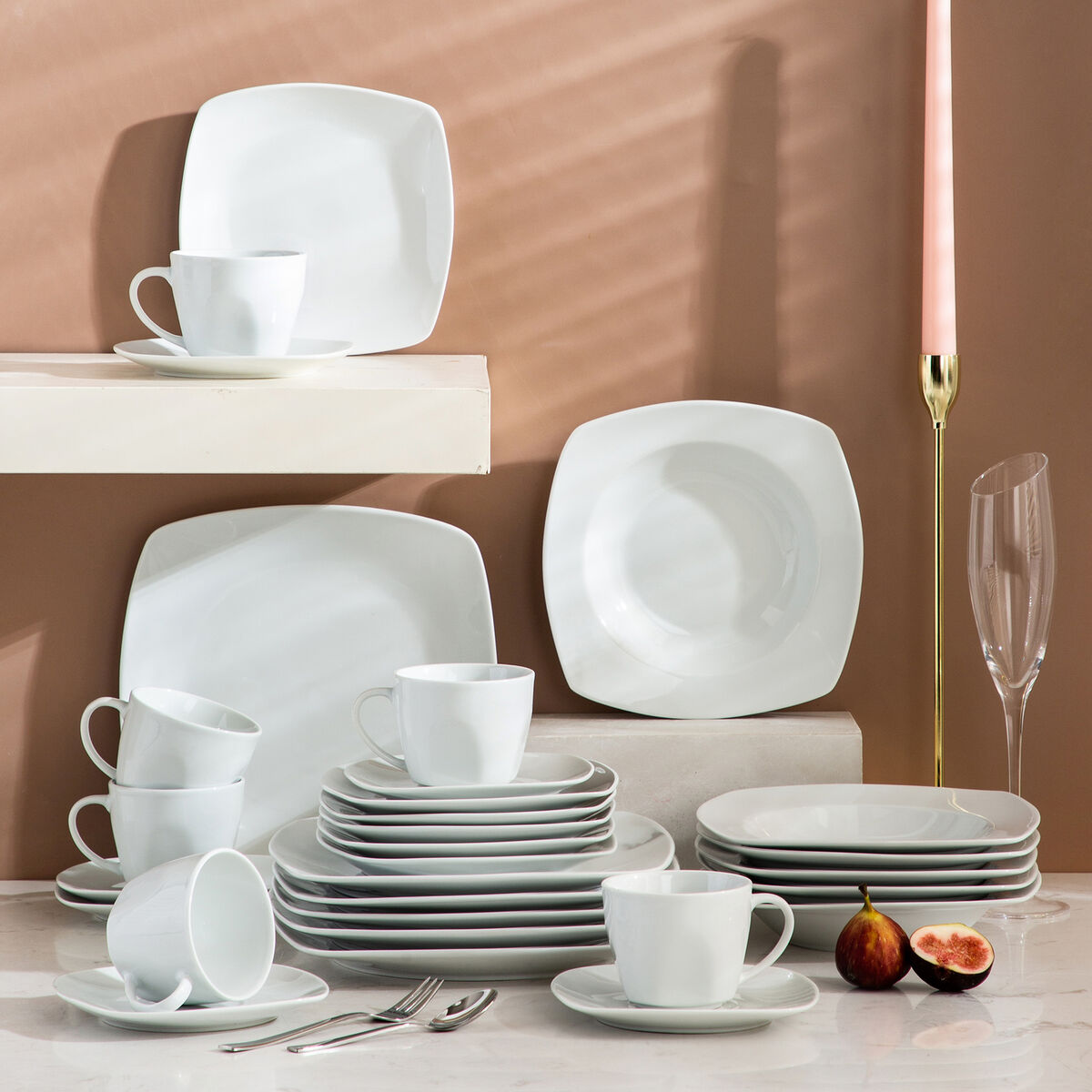 MALACASA 30-Piece White Porcelain Dinnerware in the Dinnerware