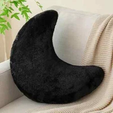 Moon Pillow, Decorative Throw Pillows with Soft Faux Rabbit for Bed Couch,