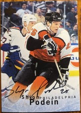 1995-96 Be A Player Autographs Shjon Podein #S77 Philadelphia Flyers