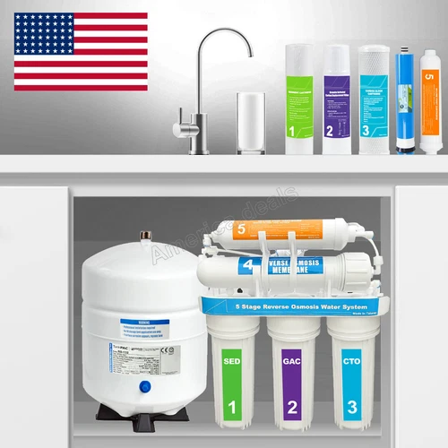 5 Stage Reverse Osmosis Water System Home Drinking RO System + NSF Membrane Tank