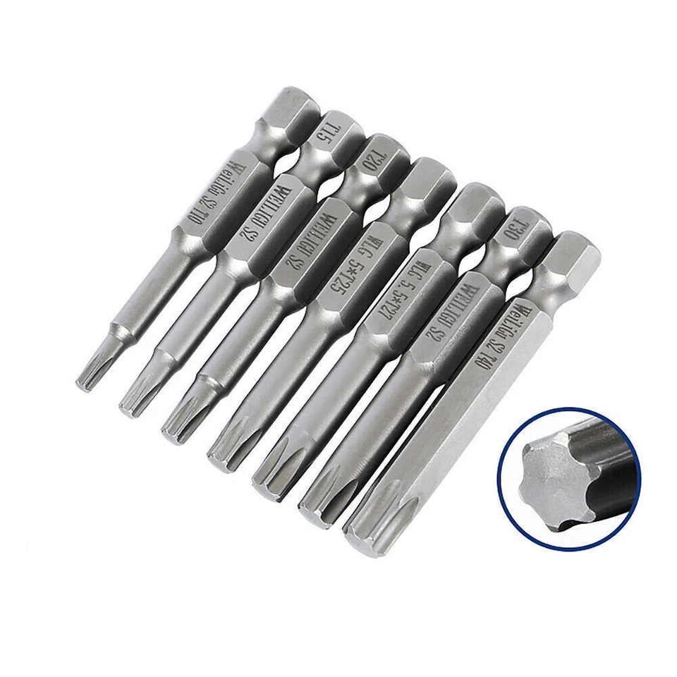 Solid Torx Screwdriver Bit Magnetic 1/4" Hex Star Security Pin Long T3 to T40 - Image 4 of 4
