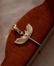 1.00 Ct Round Cut Simulated Diamond Angel Wings Pendant 14K Yellow Gold Plated