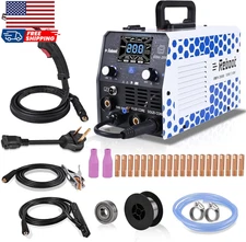 200Amp MIG Welder 120V 240V 5 in 1 Welding Machine Multiprocess for Gasless Flux