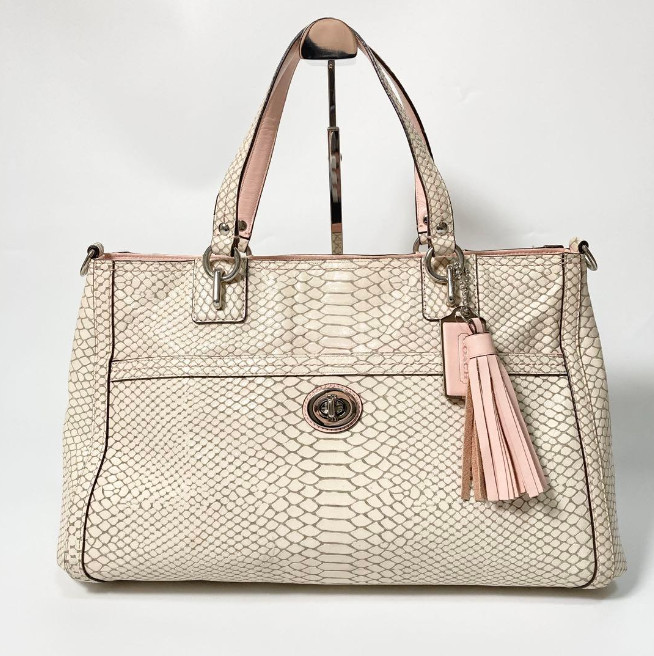 COACH Python Embossed 2 way tote Handbag, Large C… - image 2