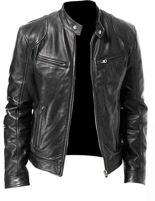 Cafe Motorcycle Racer Biker Leather Jacket Black & Brown Soft Sheep Skin Leather