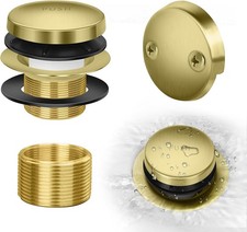 Tip-Toe Bathtub Drain Kit with Two-Hole Overflow Standard, Brushed Gold