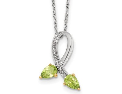 4/5 Karat (ctw) Peridot Anhänger Halskette Sterlingsilber mit Kette