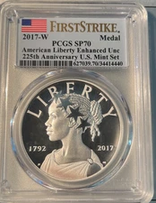 2017-W Silver American Liberty Medal Enhanced 225th Anniversary PCGS SP70. FS