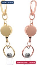 2 Pack Heavy Duty Metal Retractable Badge Reel Keychain, ID Badge Holder with...