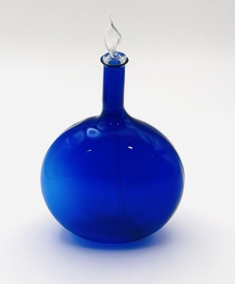 Light Weight Vintage Cobalt Blue Glass Perfume Bottle With Glass Rod Stopper