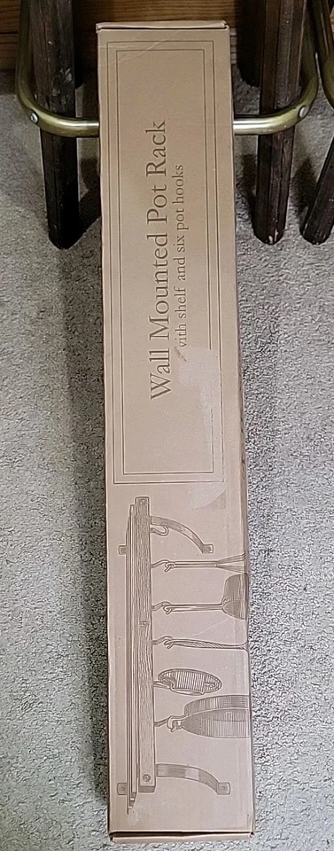 J.K. Adams 36" x 11" Estante para Ollas Montado en la Pared, 6 Ganchos Incluidos, Gris Foto 2 de 4