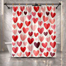 Valentine's Day Colorful Heart Shower Curtain Kids Decor 72x72 Polyester