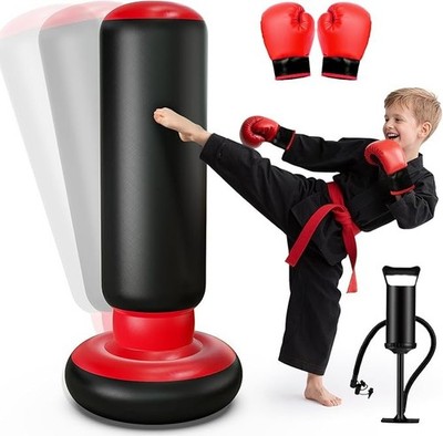 Boxsack für Kinder Kids Boxset mit Boxhandschuhen & Pumpe aufblasbar