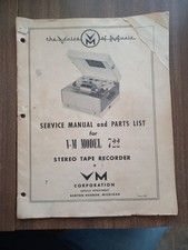 Voice of Music Model 722 Servi E Manual & Parts List Stero Tape Recorder
