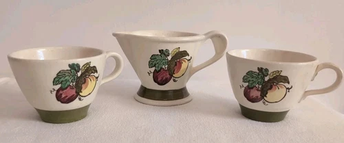 Vintage Metlox Poppytrail Lot of 2 Coffee Cups and Creamer Provincial Fruit USA
