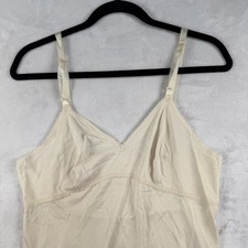 Vtg Lorraine Lace Trim Full Slip Dress 36 Tall Coquette Sheer Sleepwear Lingerie