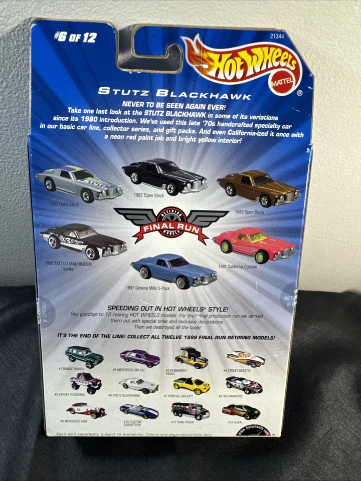 1/64 HOT WHEELS 1999 Final Run Stutz Blackhawk Real Rider Mint In Pack Beautiful - Image 3 of 3