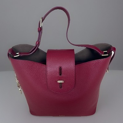 Genuine FURLA Net M Red Hobo Shoulder Medium Bag Tote Women s Leather #1045303