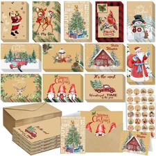 360 Sets Christmas Cards with Envelopes and Stickers Vintage Postcards Bulk M...