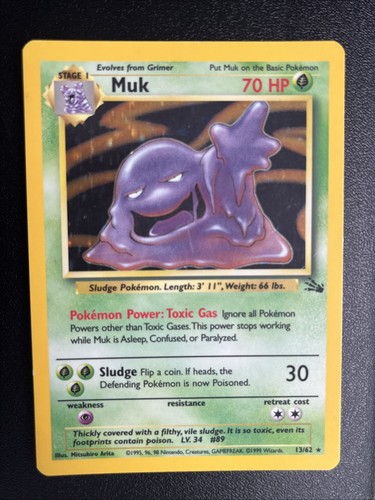 Pokémon TCG Muk 13/62 Holo Card WOTC Fossil