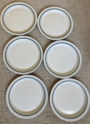 Lot Of 6 Dansk Bistro Christianshavn Green Rimmed Salad Plates, 3 Chipped As Is