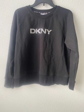 DKNY Sport Women's Black Rhinestone Logo Raglan Sweatshirt Size L