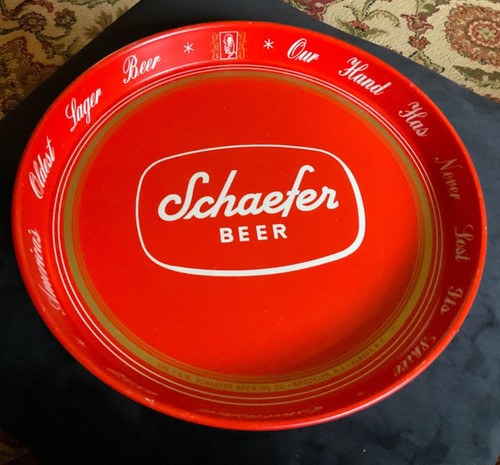 Vintage Original 12" Schaefer Beer Bar Metal Serving Tray Decor. 1960’s. CANCO