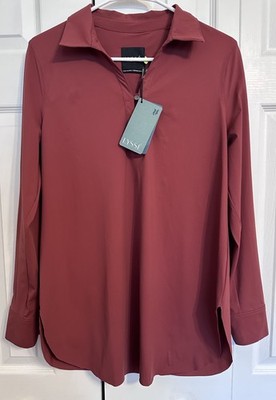 Lysse Red Clay Blouse Button Down Long Sleeve Tunic Small With Sleeve Cutouts