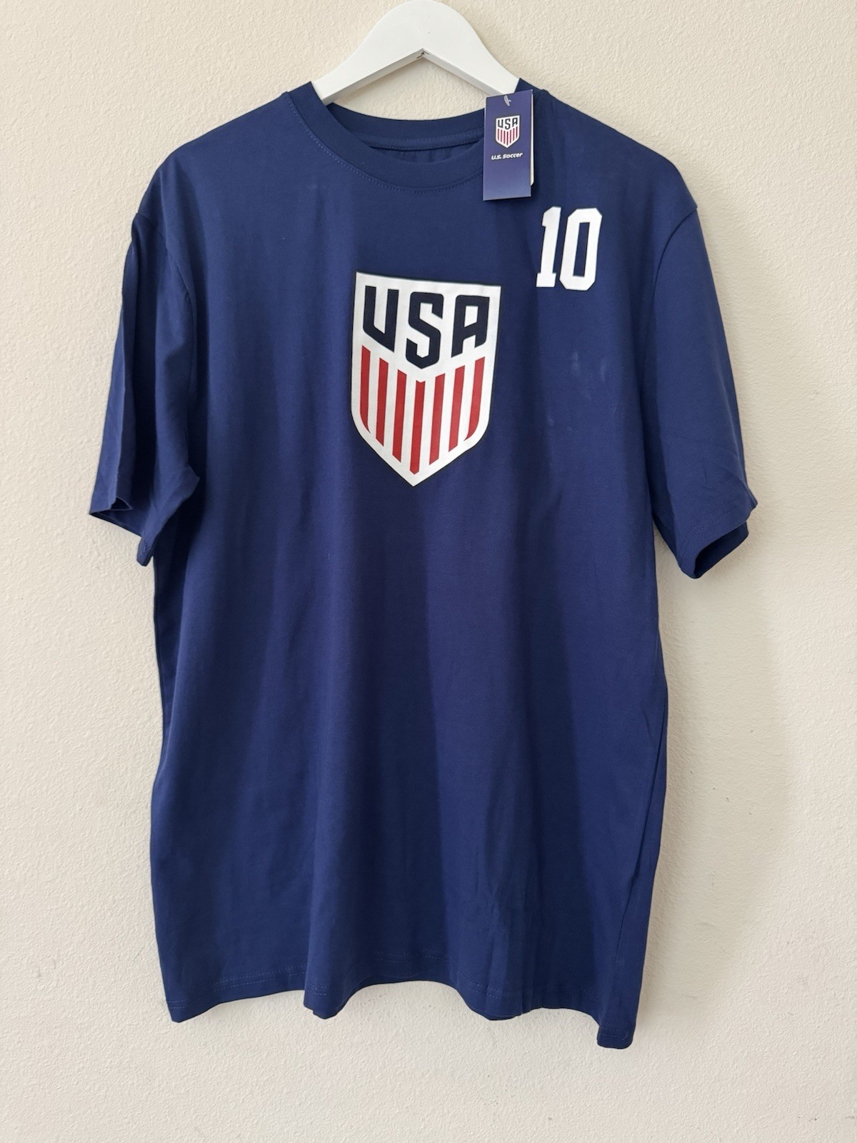US Soccer T Shirt Pulisic 10 Adult, Size L, Navy Blue T-Shirt USMNT Football