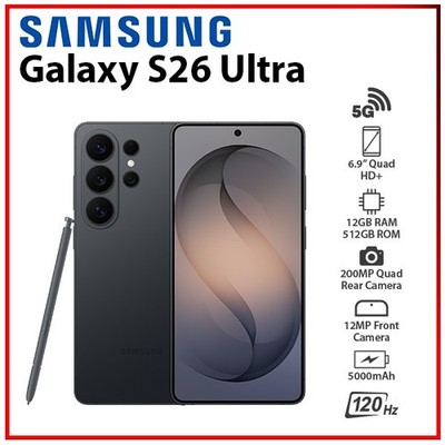Samsung Galaxy S26 Ultra 12GB+512GB BLACK Dual SIM Unlocked Android Mobile Phone