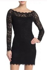 Jump Junior Womens Size 1/2 Black Long Sleeve Lace Overlay Sheath Dress- NEW